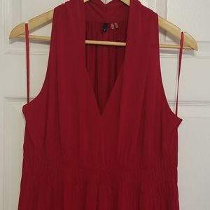T Tahari Red V-Neck Jersey Dress